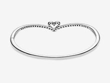 Load image into Gallery viewer, Pandora Sparkling Wishbone Heart Bangle - Fifth Avenue Jewellers
