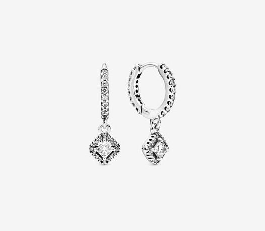 Pandora Square Sparkle Hoop Earrings - Fifth Avenue Jewellers