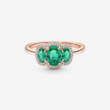 Load image into Gallery viewer, Pandora Three Stone Vintage Ring Green Crystal - Fifth Avenue Jewellers
