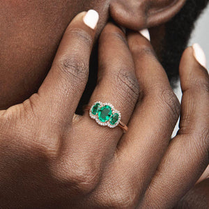 Pandora Three Stone Vintage Ring Green Crystal - Fifth Avenue Jewellers