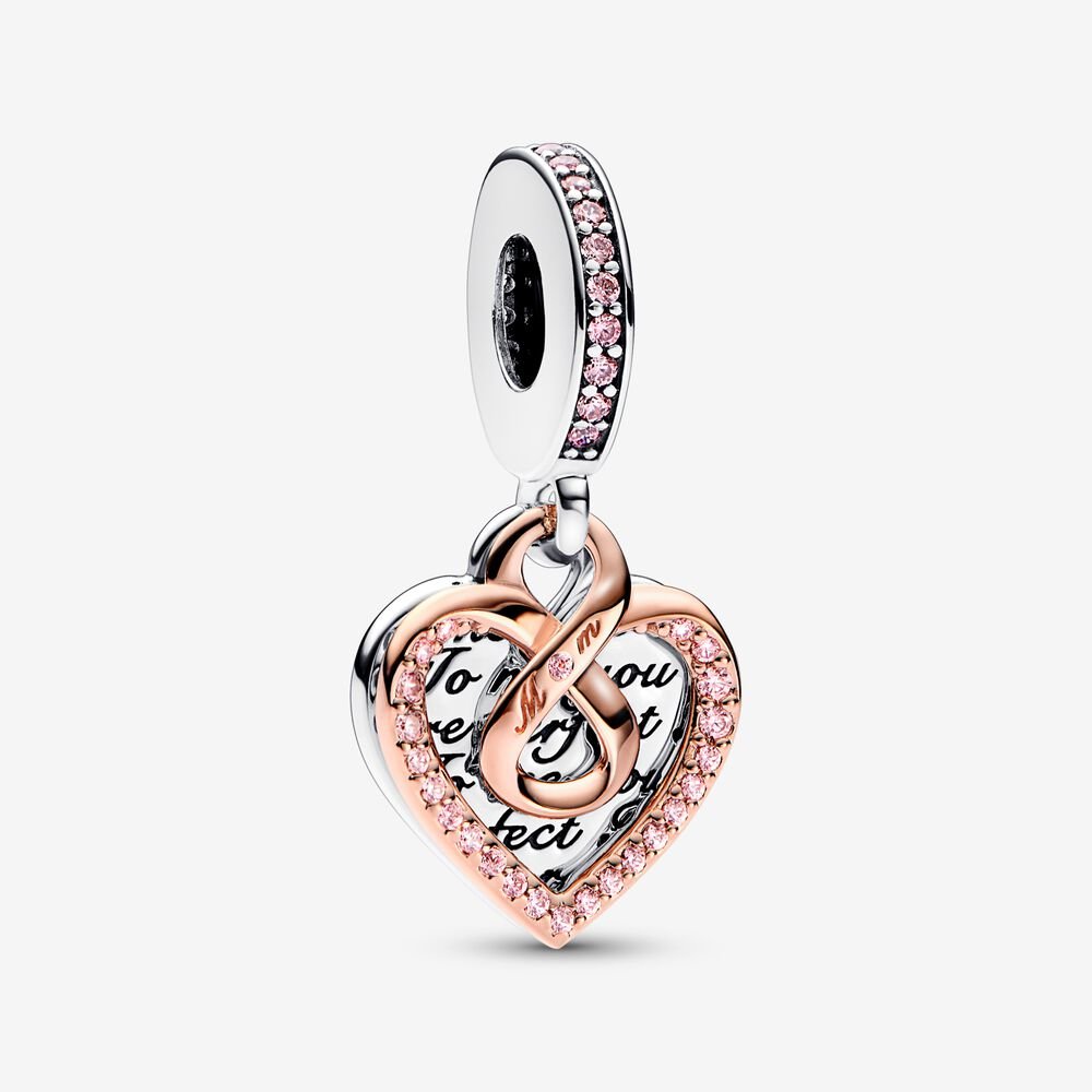 Pandora Two-tone Infinity Heart Double Dangle Charm - Fifth Avenue Jewellers