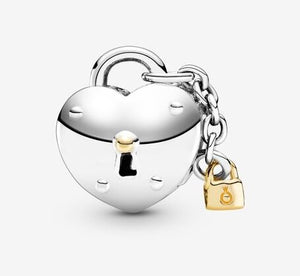 Pandora Two Tone Lock And Heart Charm - Fifth Avenue Jewellers