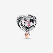 Load image into Gallery viewer, Pandora Two-tone Openwork Mum &amp; Heart Charm - Fifth Avenue Jewellers
