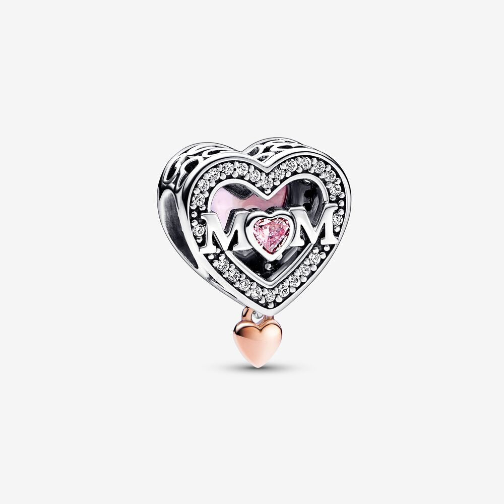 Pandora Two-tone Openwork Mum & Heart Charm - Fifth Avenue Jewellers