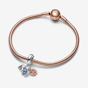 Pandora Two-Tone Rainbow Heart, Butterfly & Peace Triple Dangle Charm - Fifth Avenue Jewellers