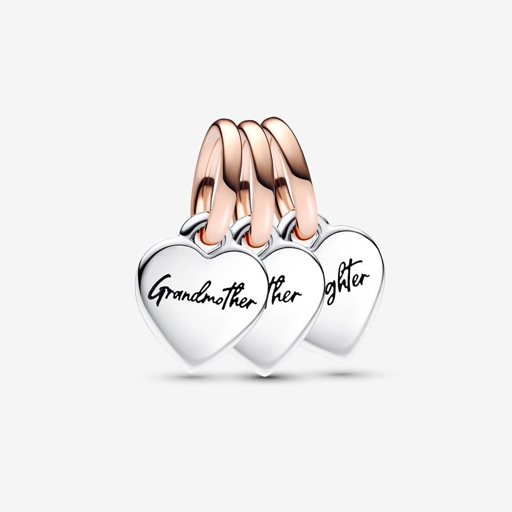 Pandora Two-tone Splittable Family Generation of Hearts Triple Dangle Charm - Fifth Avenue Jewellers
