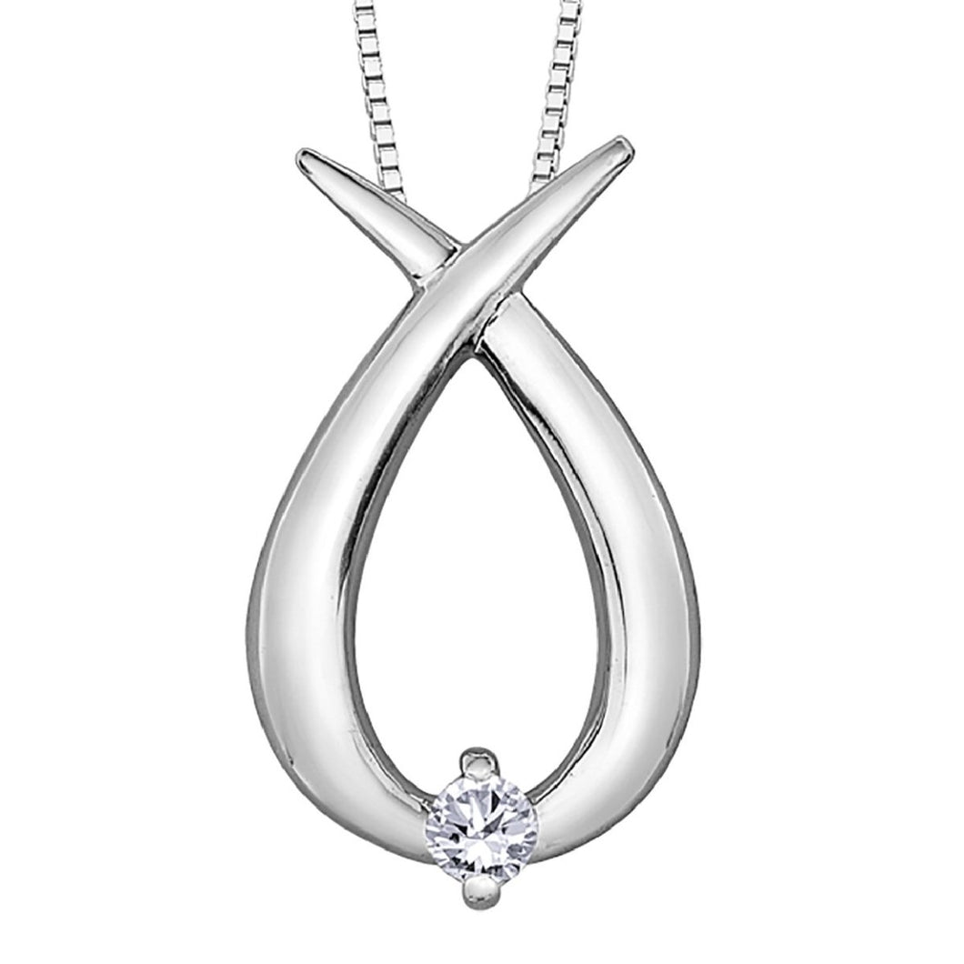 Pear Shaped Petite Diamond Necklace in White Gold - Fifth Avenue Jewellers