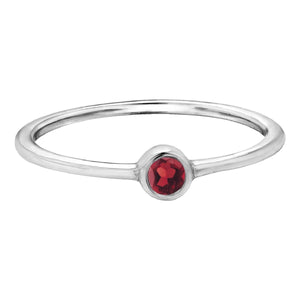 Petite Red Garnet Birthstone Ring in White Gold - Fifth Avenue Jewellers