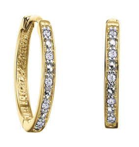 Prong Set Diamond Hoop Earrings in Yellow Gold - Fifth Avenue Jewellers
