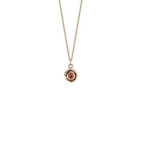 Pyrrha Necklace Small Ruby 14K Gold Faceted Stone - Fifth Avenue Jewellers