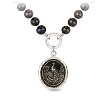 Load image into Gallery viewer, Pyrrha Peacock Talisman Knotted Freshwater Pearl Necklace - Fifth Avenue Jewellers
