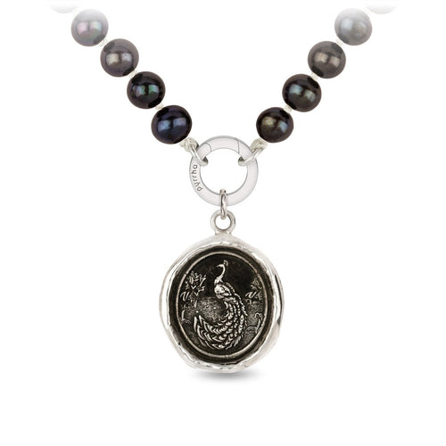 Pyrrha Peacock Talisman Knotted Freshwater Pearl Necklace - Fifth Avenue Jewellers