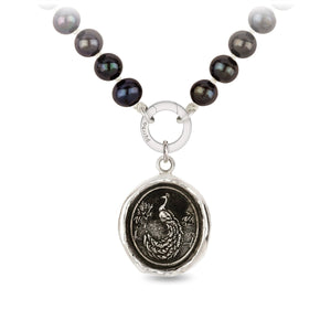 Pyrrha Peacock Talisman Knotted Freshwater Pearl Necklace - Fifth Avenue Jewellers