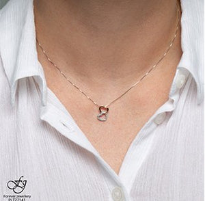 Rose And White Linked Hearts Necklace - Fifth Avenue Jewellers