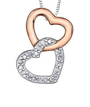 Load image into Gallery viewer, Rose And White Linked Hearts Necklace - Fifth Avenue Jewellers
