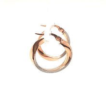 Load image into Gallery viewer, Rose And White Twisted Hoops - Fifth Avenue Jewellers
