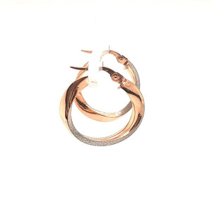 Rose And White Twisted Hoops - Fifth Avenue Jewellers