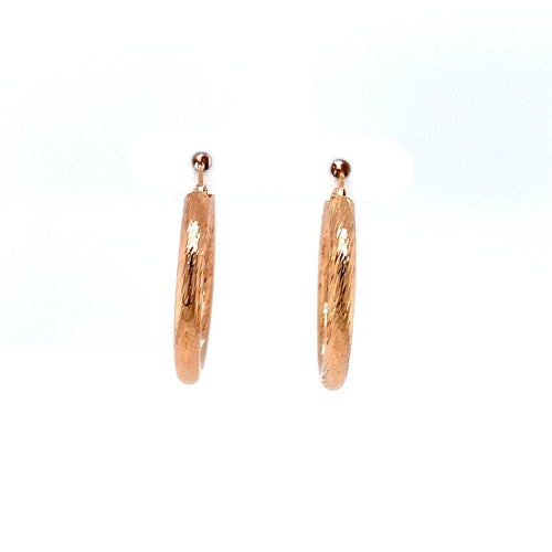Rose Gold Fluted Hoop Earrings - Fifth Avenue Jewellers