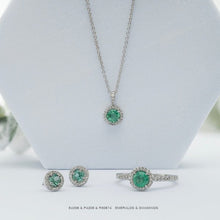 Load image into Gallery viewer, Round Emerald With Diamond Halo Necklace - Fifth Avenue Jewellers
