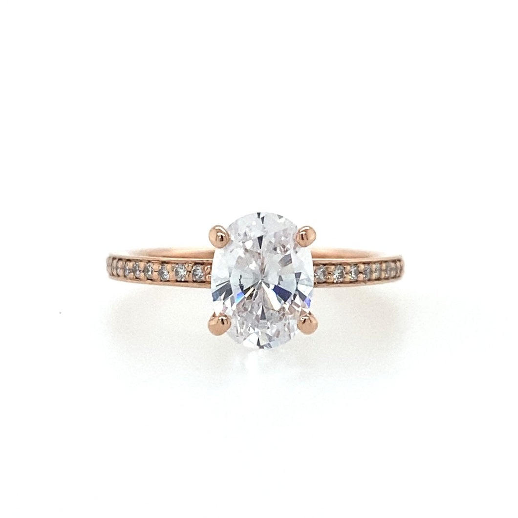 Sholdt 14K Rose Gold Oval Solitaire With Diamond Band - Fifth Avenue Jewellers