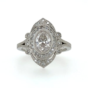 Sholdt Platinum Antique Diamond Engagement Ring - Fifth Avenue Jewellers