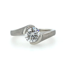 Load image into Gallery viewer, Sholdt Platinum Half Bezel Solitaire Engagment Ring - Fifth Avenue Jewellers
