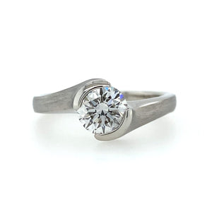 Sholdt Platinum Half Bezel Solitaire Engagment Ring - Fifth Avenue Jewellers