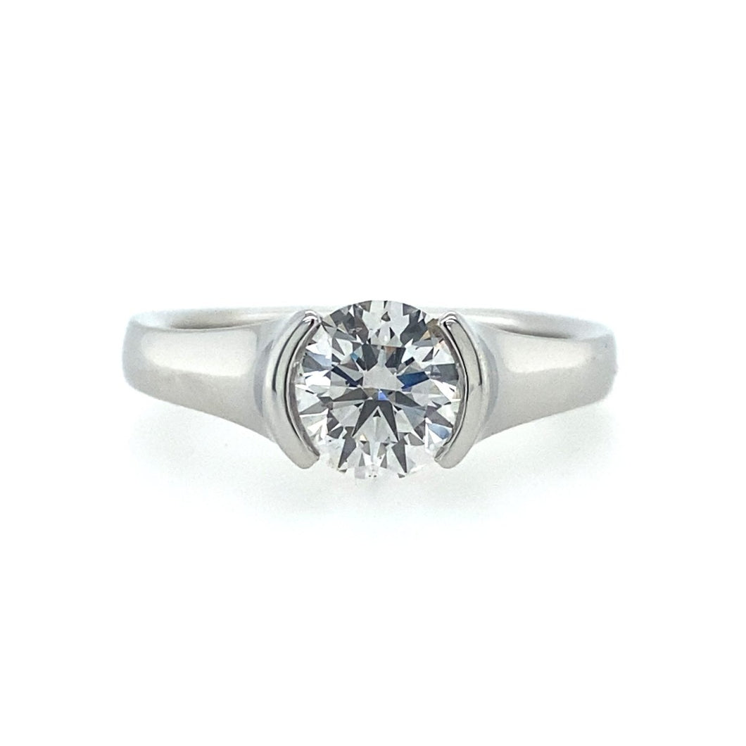 Sholdt Platinum Round Solitaire Half Bezel Engagement Ring - Fifth Avenue Jewellers