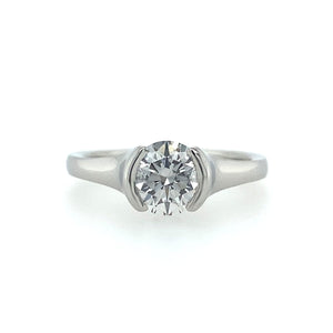 Sholdt Platinum Solitaire Engagement Ring With Half Bezel - Fifth Avenue Jewellers
