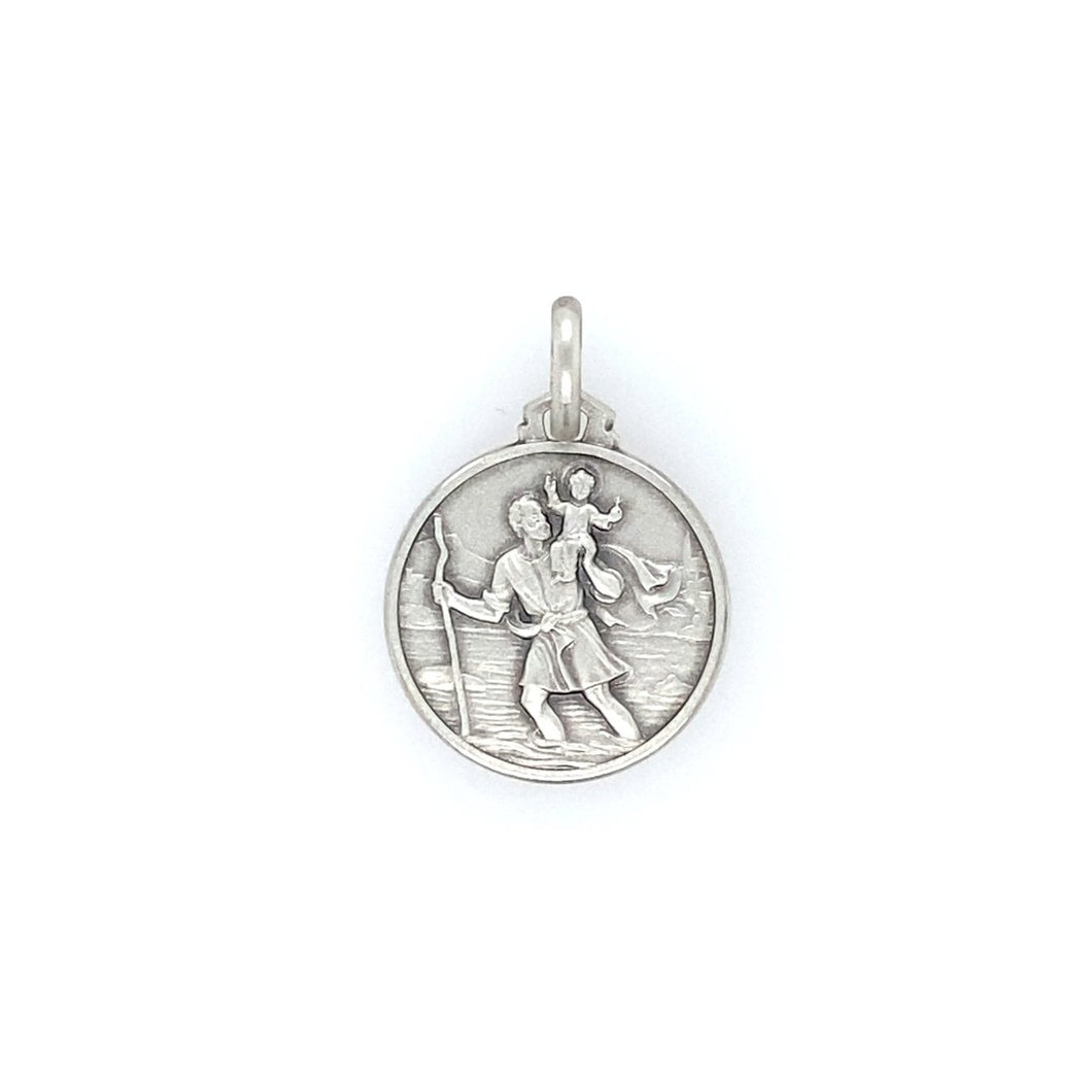 Silver Medium Round St Christopher Medal - Fifth Avenue Jewellers