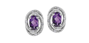 Silver Swirl Birthstone Earrings - Fifth Avenue Jewellers