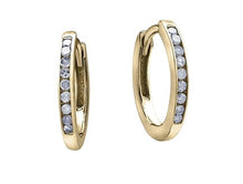 Load image into Gallery viewer, Small Diamond Hoop Earrings In Yellow Gold - Fifth Avenue Jewellers
