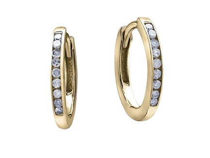 Small Diamond Hoop Earrings In Yellow Gold - Fifth Avenue Jewellers