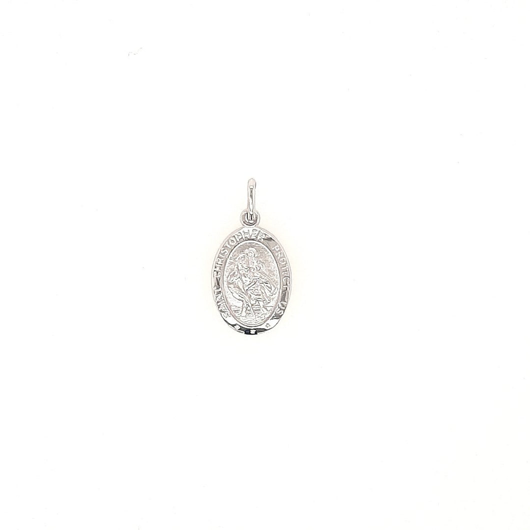 Small Oval St Christopher Medal In White Gold - Fifth Avenue Jewellers