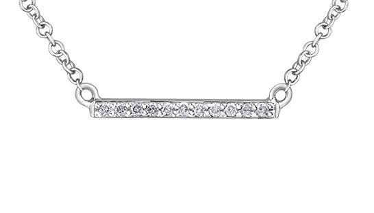 Small White Gold Diamond Bar Necklace - Fifth Avenue Jewellers