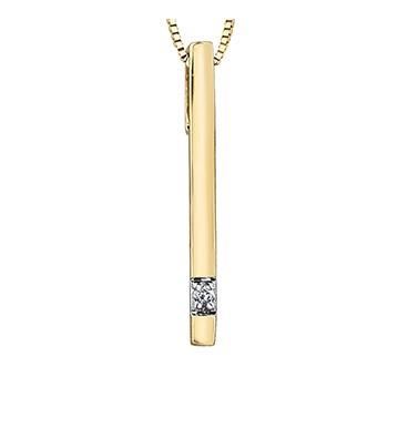 Small Yellow Gold Diamond Bar Pendant Necklace - Fifth Avenue Jewellers