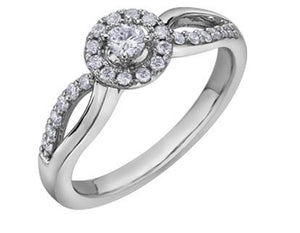 Split Shank Diamond Halo Ring - Fifth Avenue Jewellers