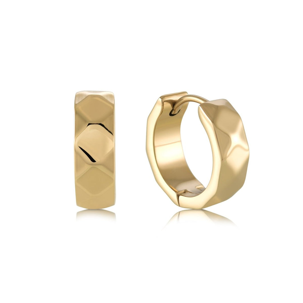 Stainless Steel Faceted Huggie Earrings - Fifth Avenue Jewellers