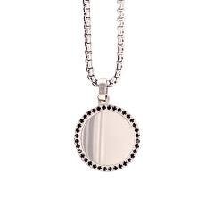 Stainless Steel Round Tag Necklace - Fifth Avenue Jewellers