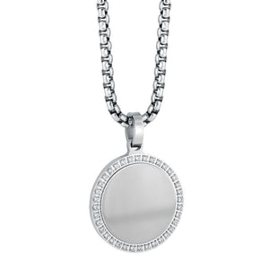 Stainless Steel Round Tag Necklace - Fifth Avenue Jewellers