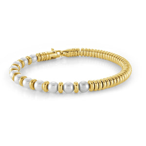 Stainless Steel & Swarovski Pearl Bracelet - Fifth Avenue Jewellers