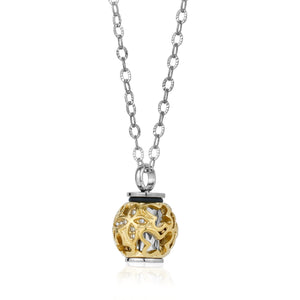 Steel & Gold Plated Urn Pendant Necklace - Fifth Avenue Jewellers