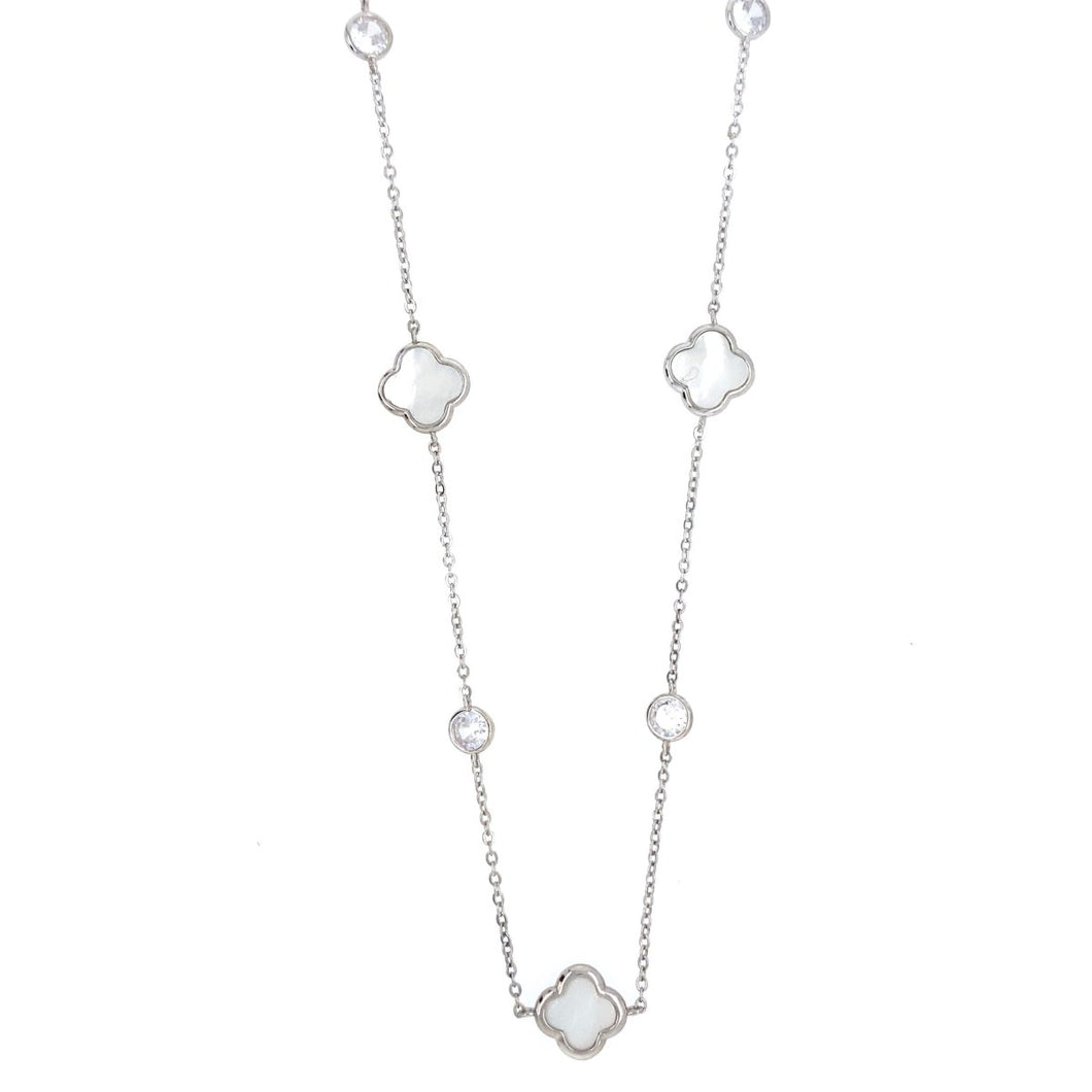 Sterling Silver Clover Station Necklace - Fifth Avenue Jewellers