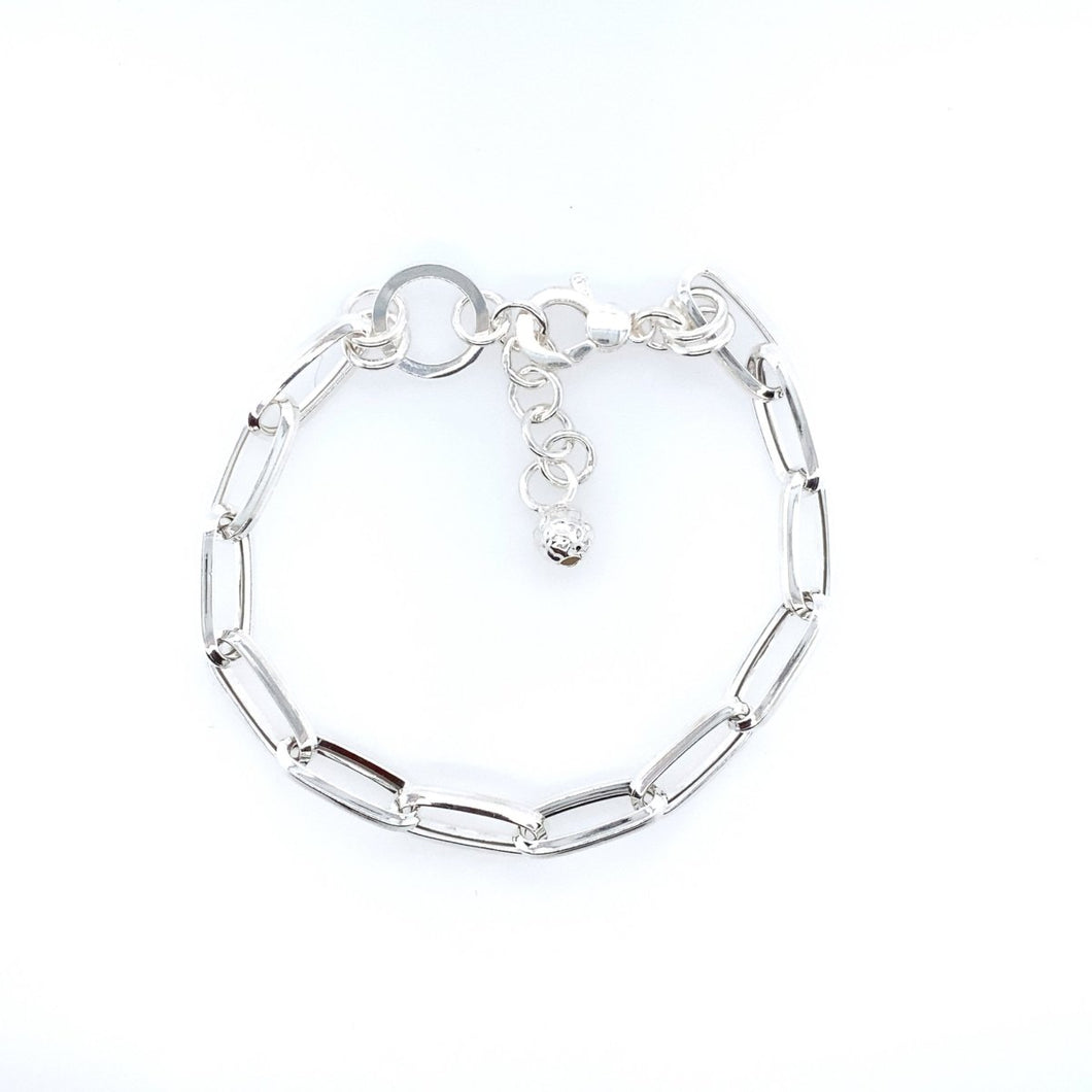 Sterling Silver Hollow Paperclip Link Chain Bracelet - Fifth Avenue Jewellers