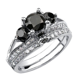 Three Stone Black Diamond Ring - Fifth Avenue Jewellers