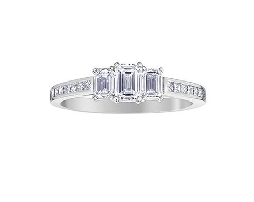 Three Stone Emerald Cut Diamond Ring - Fifth Avenue Jewellers