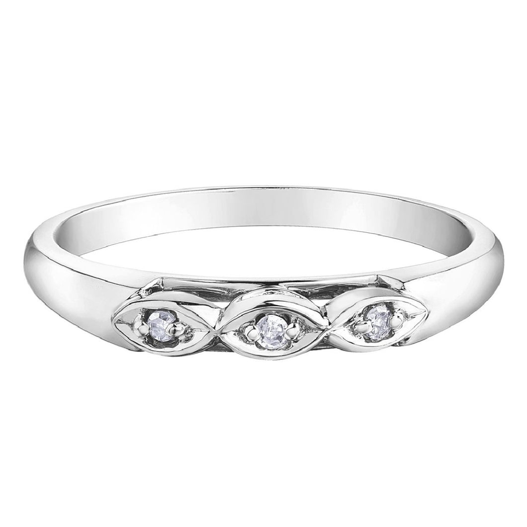 Three Stone Wedding Band in White Gold - Fifth Avenue Jewellers