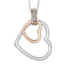 Load image into Gallery viewer, Tilted Double Heart Pendant Necklace With Diamond Accent - Fifth Avenue Jewellers
