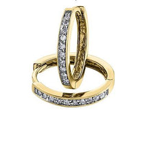 Load image into Gallery viewer, Traditional Diamond Hoops in Yellow Gold .10ct - Fifth Avenue Jewellers
