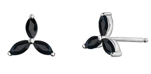 Trefoil Black Sapphire Stud Earrings - Fifth Avenue Jewellers
